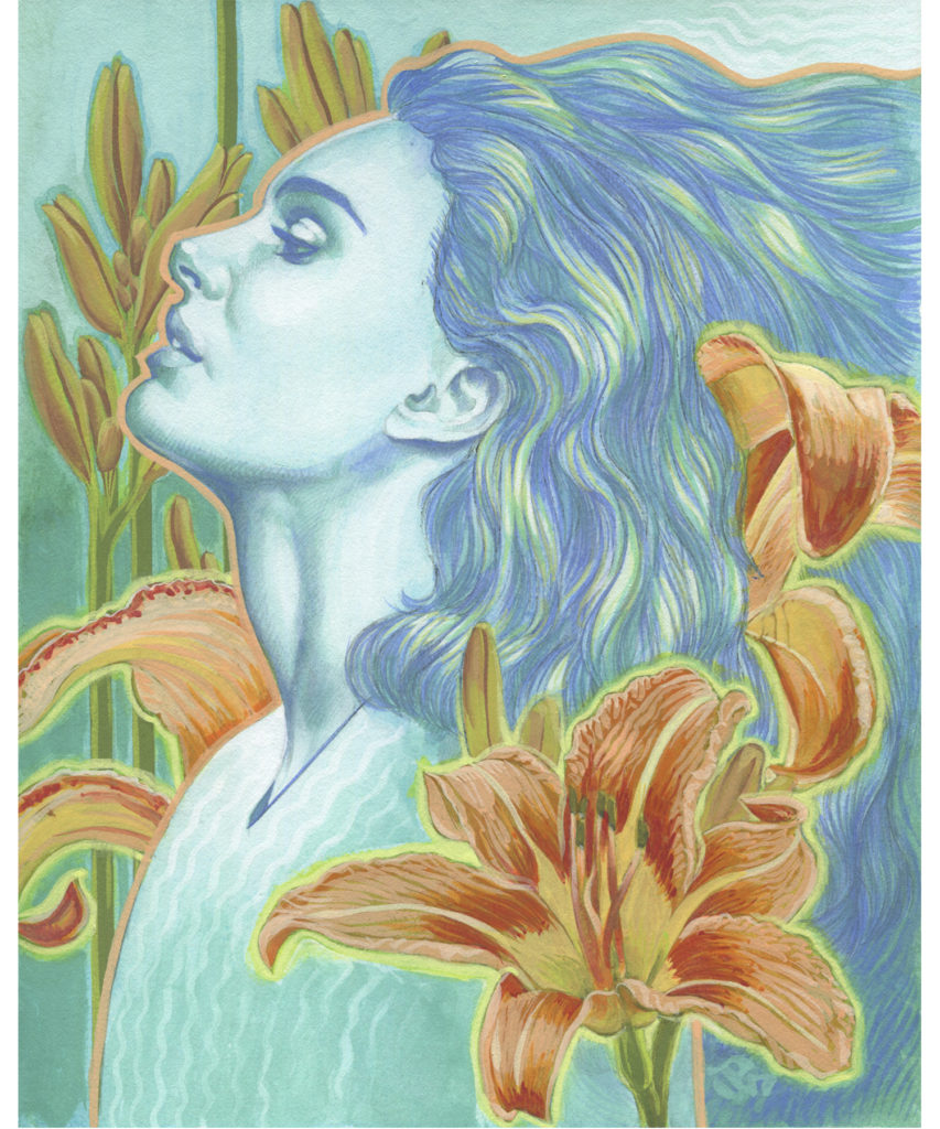 Gouache Painting - Day Lily Ghost